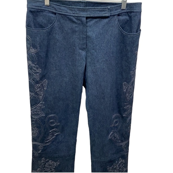 St. John Couture Embroidered Legs Jeans - Picture 2 of 6